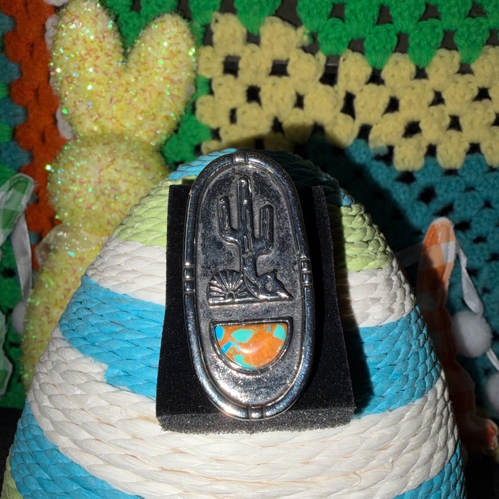 Paparazzi Silver and Turquoise Cactus Ring
